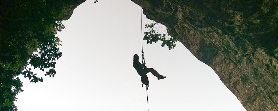 Abseiling from Pic Saint Loup